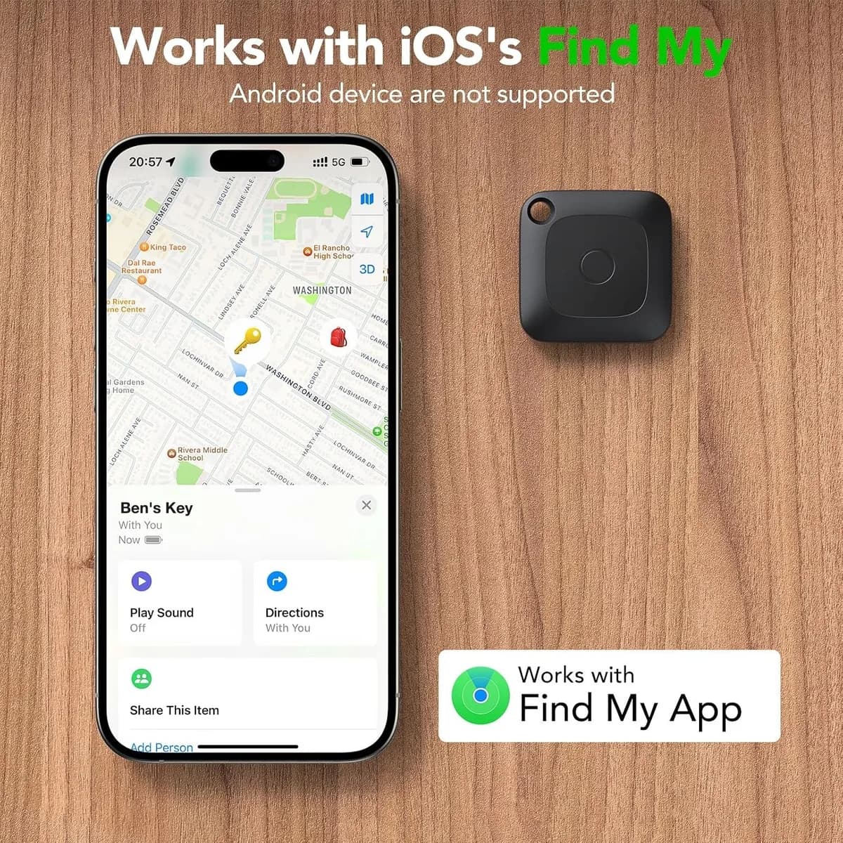 Find My network tracker pinned on the map inside the Apple Find My app